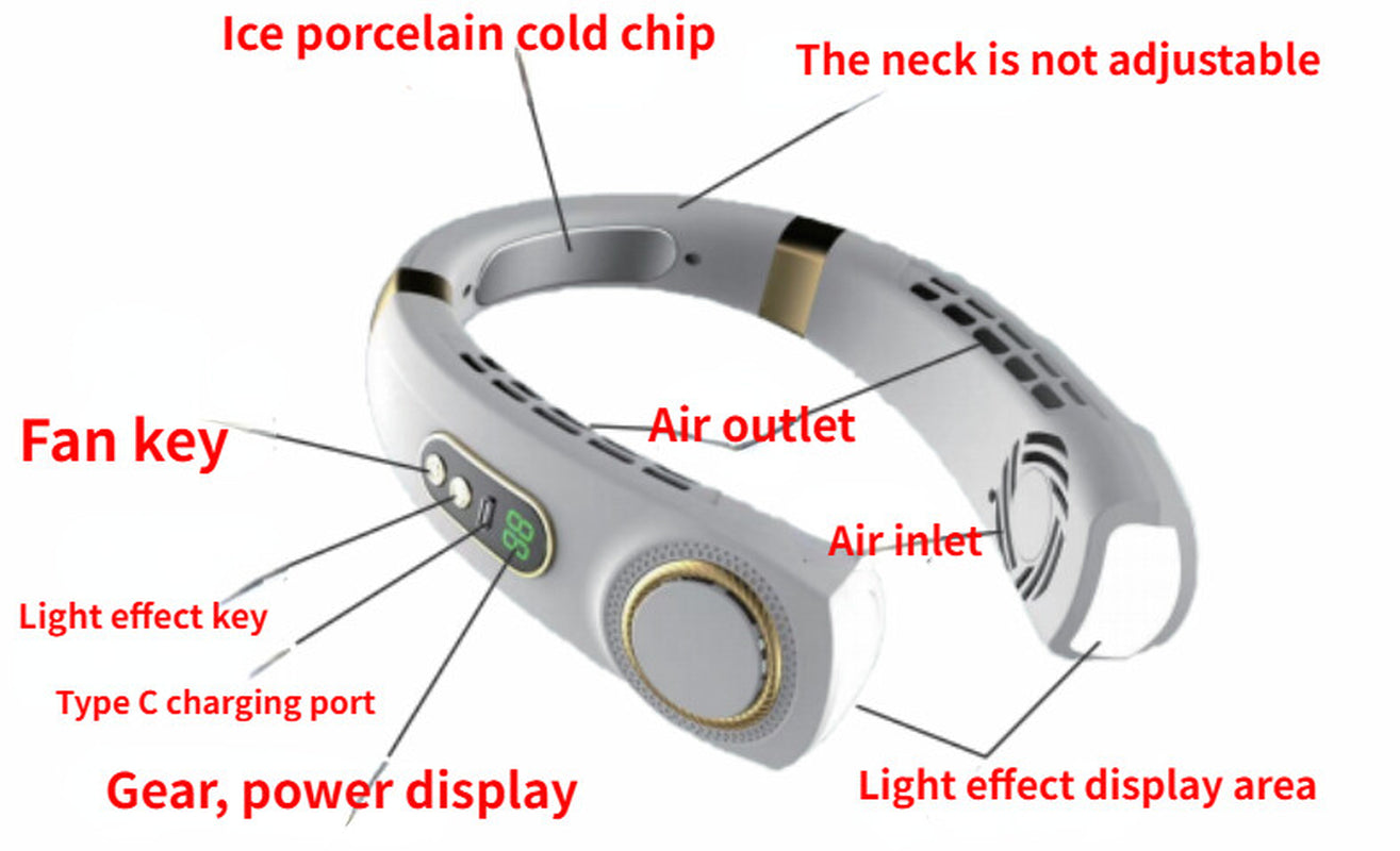 5-Speed Neck Fan Hands Free Portable Fan Leafless Hanging Neck Fan Rechargeable