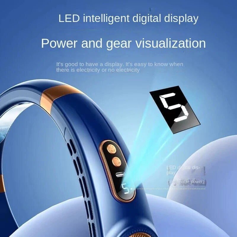 5-Speed Neck Fan Hands Free Portable Fan Leafless Hanging Neck Fan Rechargeable