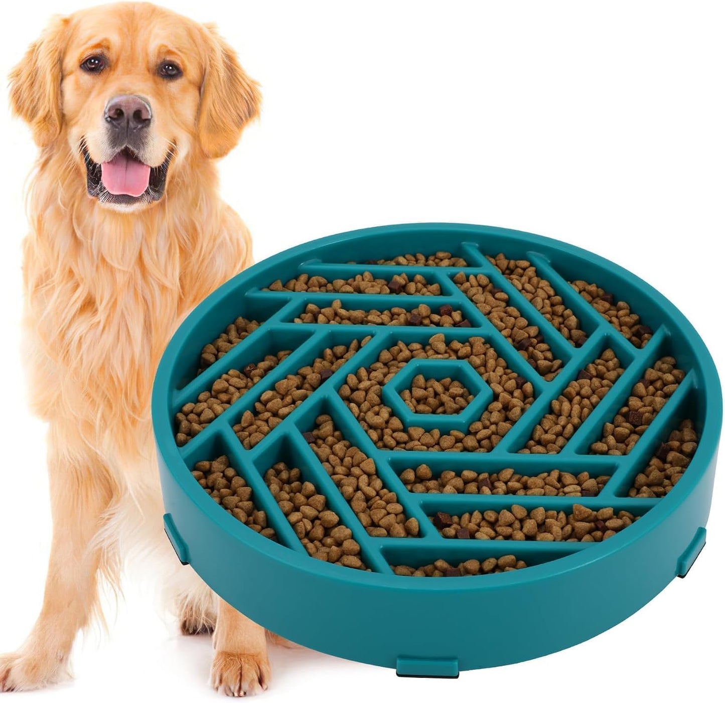 Slow Feeder Dog Bowls Large Medium Breed,Anti-Choking Slow Eating Dog Food Bowl,Non Slip Pet Slower Food Feeding Bowls Large Puzzle Slow Feeder Bloat Stop Maze Dog Dishes,Dark Green