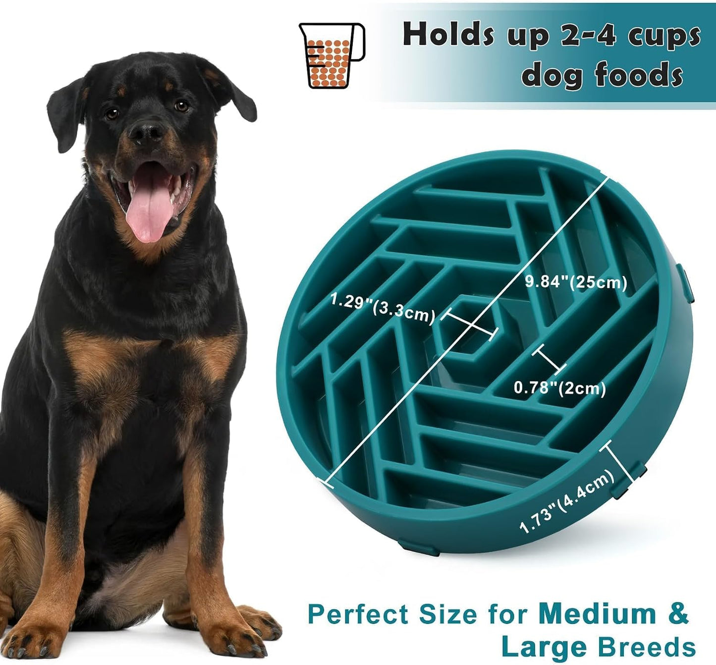 Slow Feeder Dog Bowls Large Medium Breed,Anti-Choking Slow Eating Dog Food Bowl,Non Slip Pet Slower Food Feeding Bowls Large Puzzle Slow Feeder Bloat Stop Maze Dog Dishes,Dark Green