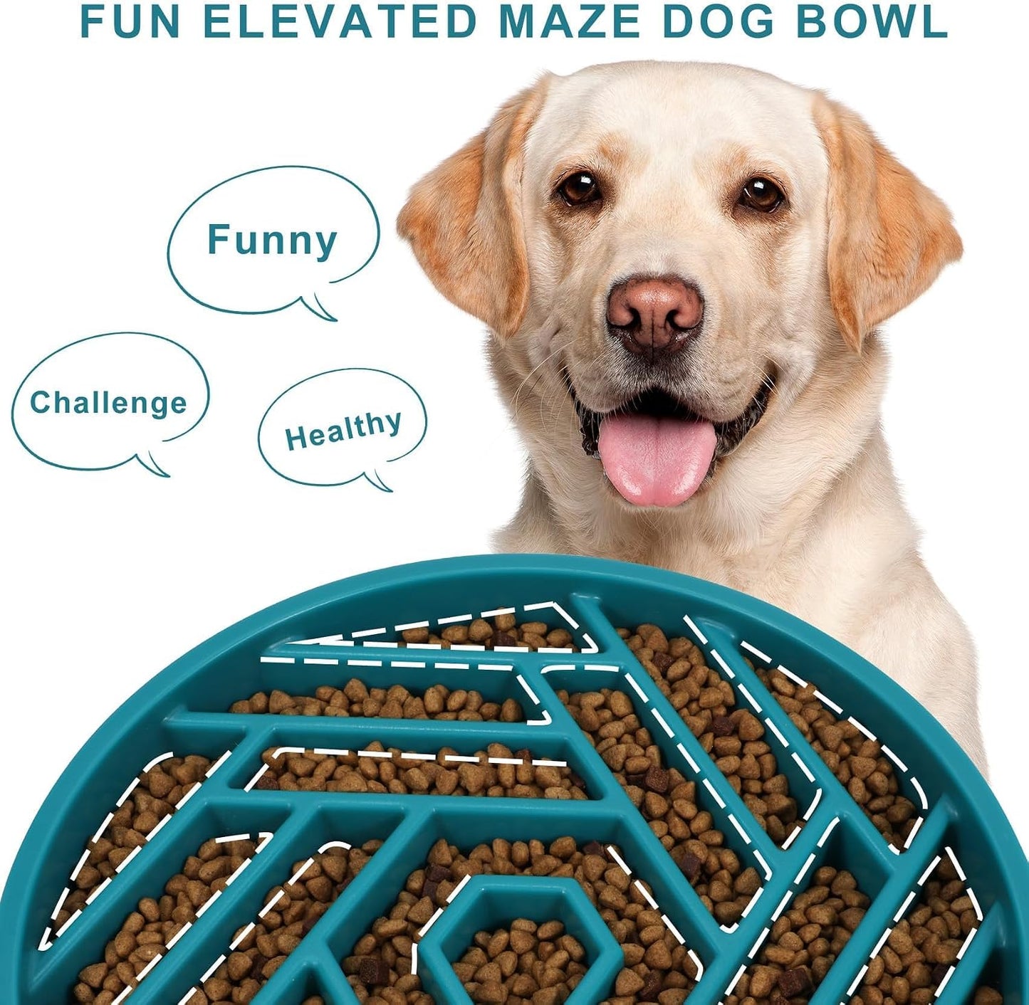 Slow Feeder Dog Bowls Large Medium Breed,Anti-Choking Slow Eating Dog Food Bowl,Non Slip Pet Slower Food Feeding Bowls Large Puzzle Slow Feeder Bloat Stop Maze Dog Dishes,Dark Green